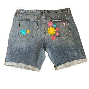 Ava & Viv Blue Jean Shorts with Colorful Floral Accents